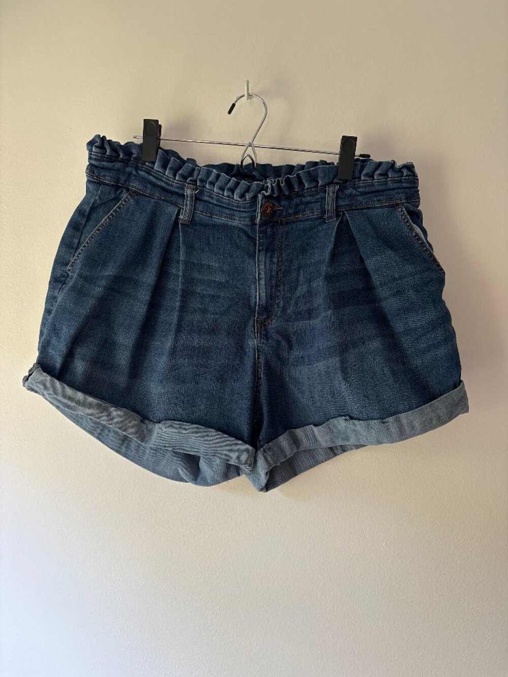 Jessica Simpson Paperbag Denim Shorts ☀️ High Waisted Cuffed Plus Size 16W Jean